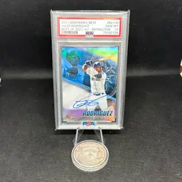 2021 Bowman’s Best Julio Rodriguez Best Of 2021 Refractor Auto PSA 10 Seattle Mariners