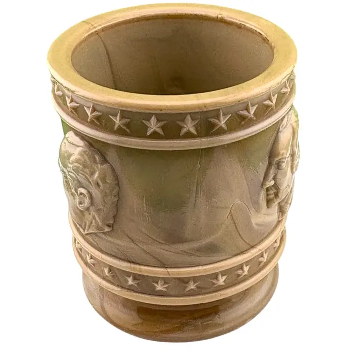 Vintage Chocolate Glass Toothpick Holder Made For The Bicentennial By Bob St Clair 2.5” Tall x 2” Wide