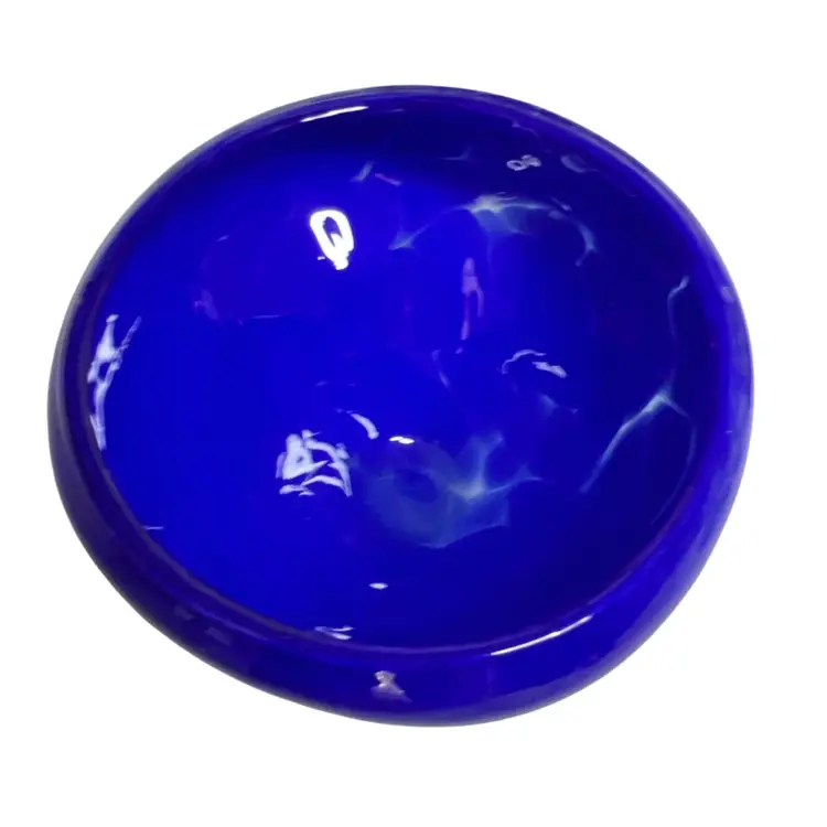 Wauhautchie Prentice Hicks Glass Cup/Bowl 1991 Signed Tennessee Glass Blue Opaque