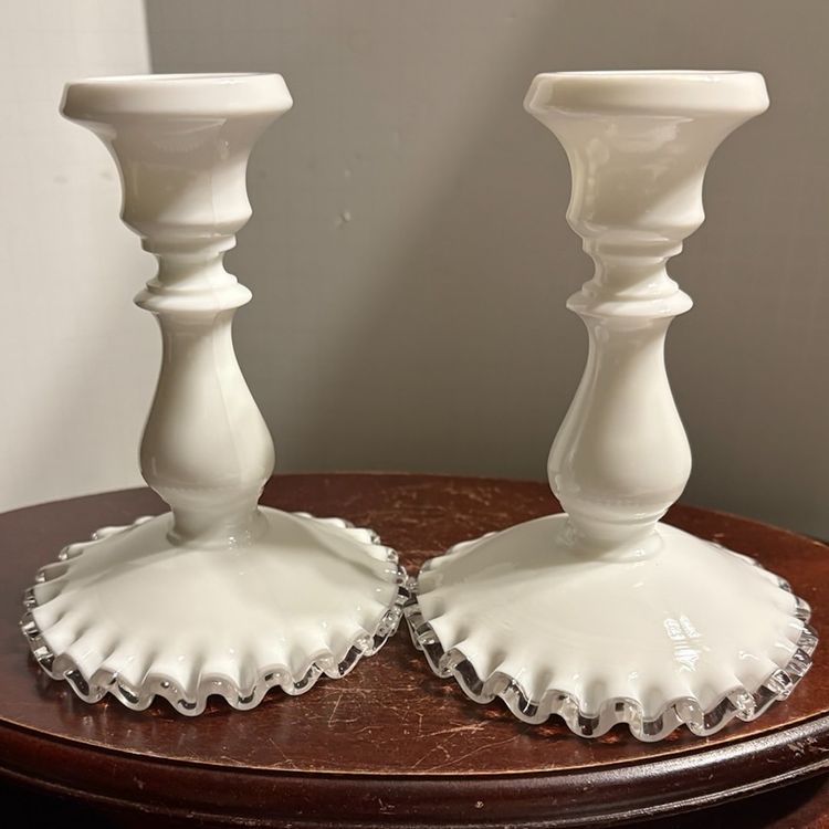 Fenton Silver Crest Candle Stock Holders