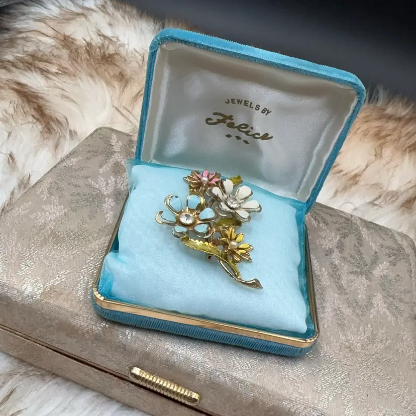 Vintage Enamel Floral Brooch