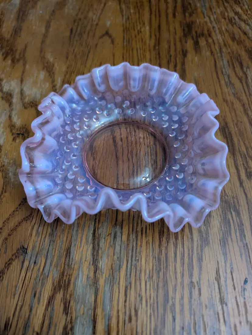 Fenton Glass Cranberry Opalescent Hobnail Bon Bon Dish