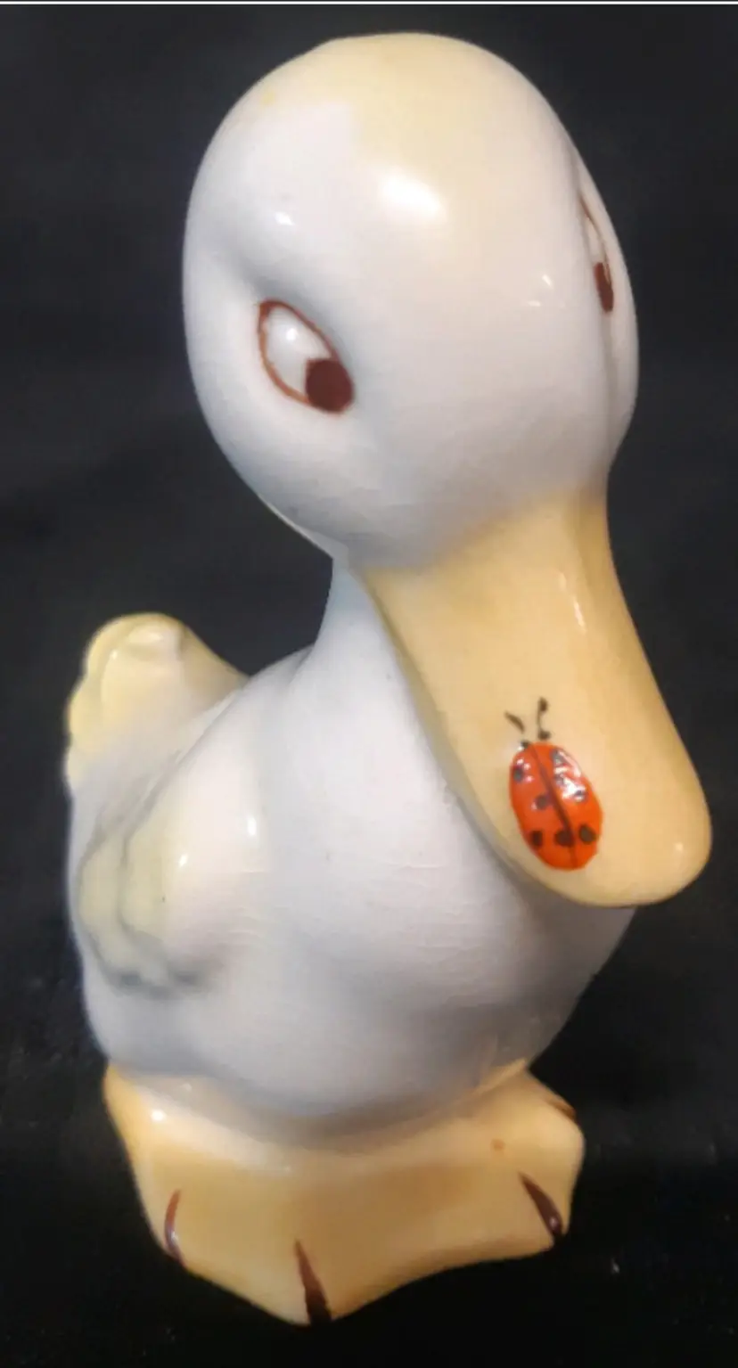 Vintage Beswick Royal Doulton Ceramic Duck Figurine With Lady Bug on Bill ( 4" Tall ) *Crazing Present*