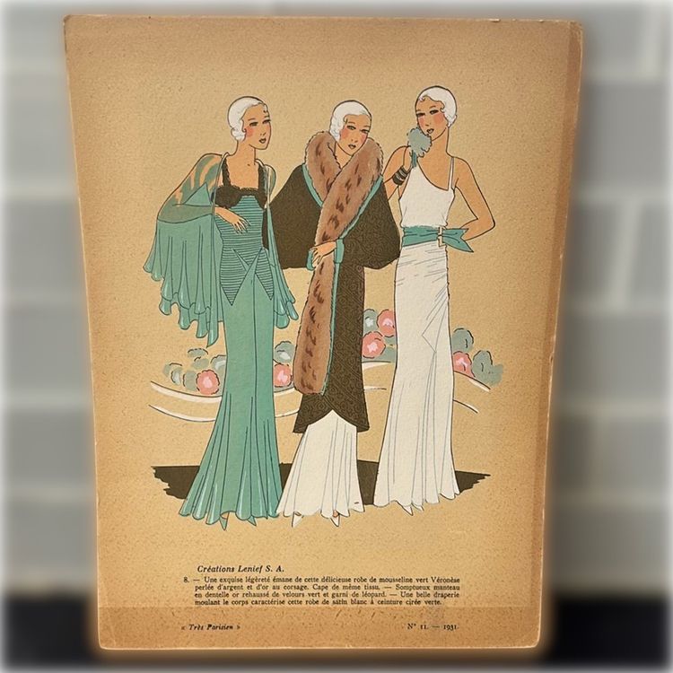 Paris Fashionista From Tres Parisen 1931 Magazine Beautiful Color Combination Great Ephemera Piece