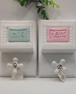 Bathroom Wall Plaque His & Hers Faucet Hooks
