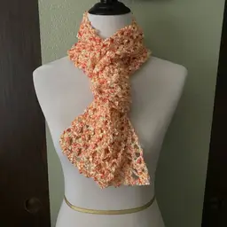 Hand Crochet Yellow Orange Lace Scarf 5” X 65”