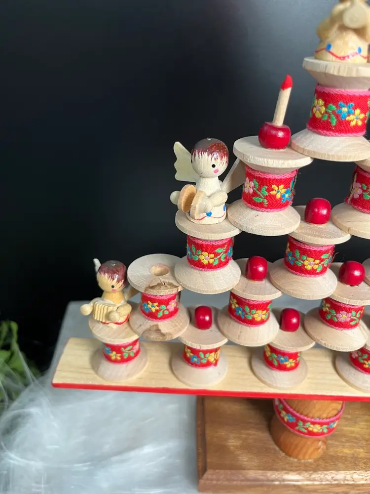 Vintage Hand Crafted Wooden Christmas Tree