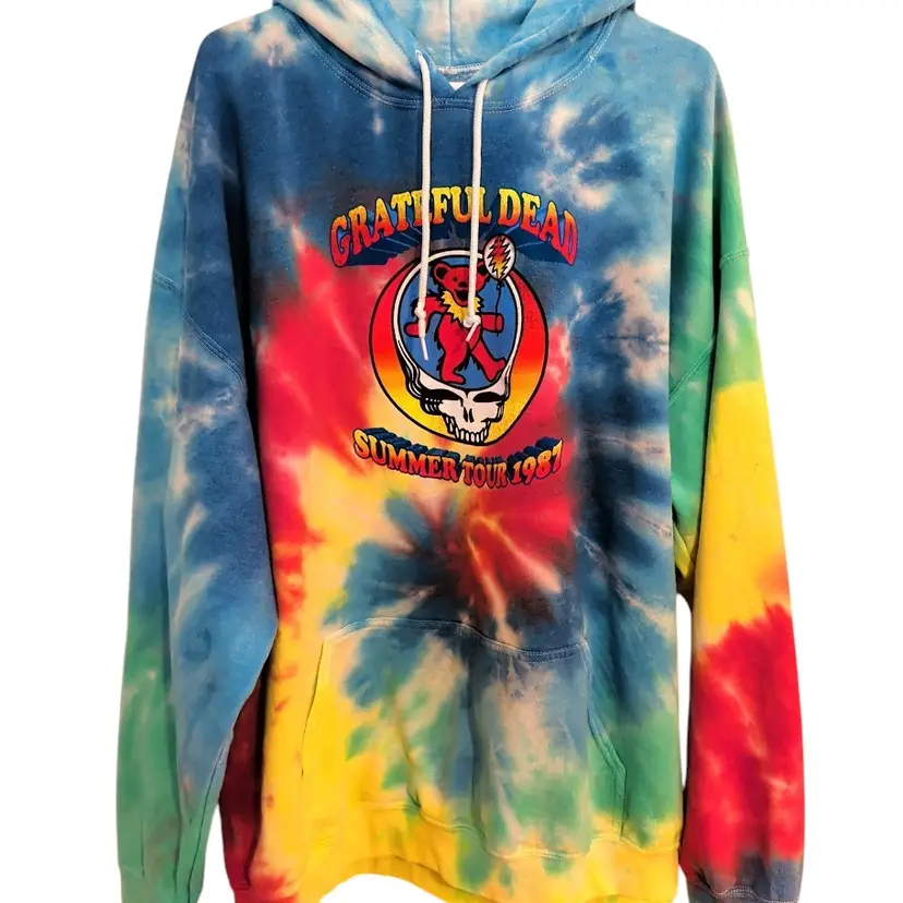 The Grateful Dead Summer Tour 1987 Rock Band Tie Dye Hoodie Size 3XL
