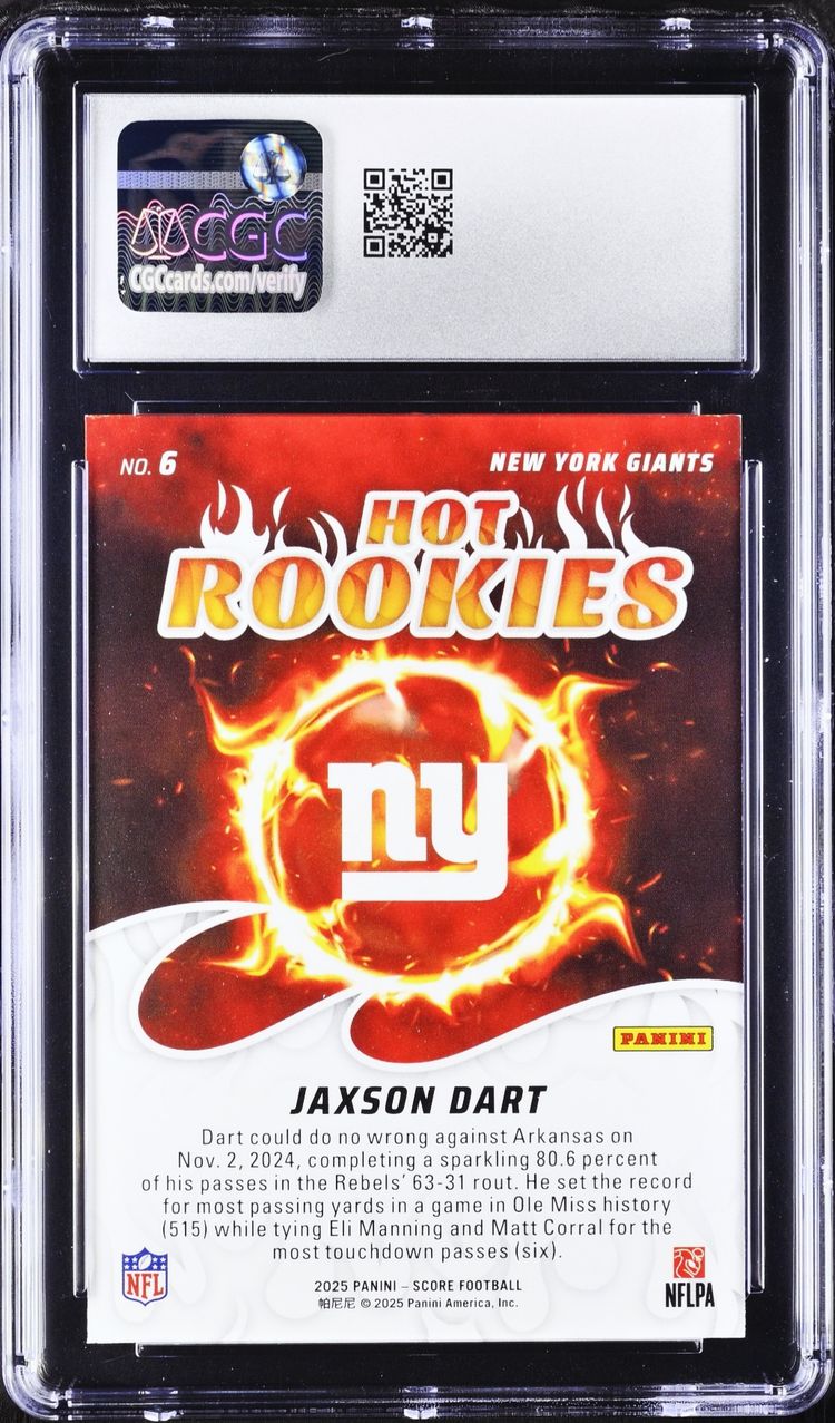 2025 Score Hot Rookies #6 JAXSON DART RC Rookie Gem Mint CGC 10
