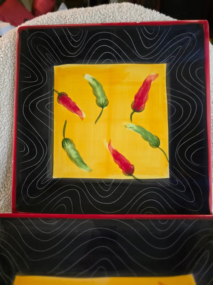 Colorful Imani Chile Pepper Square Serving Platter Set