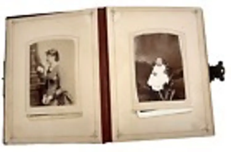 Photograph Album with 74 Antique Cabinet Card Photos Pictures Men Women Kids