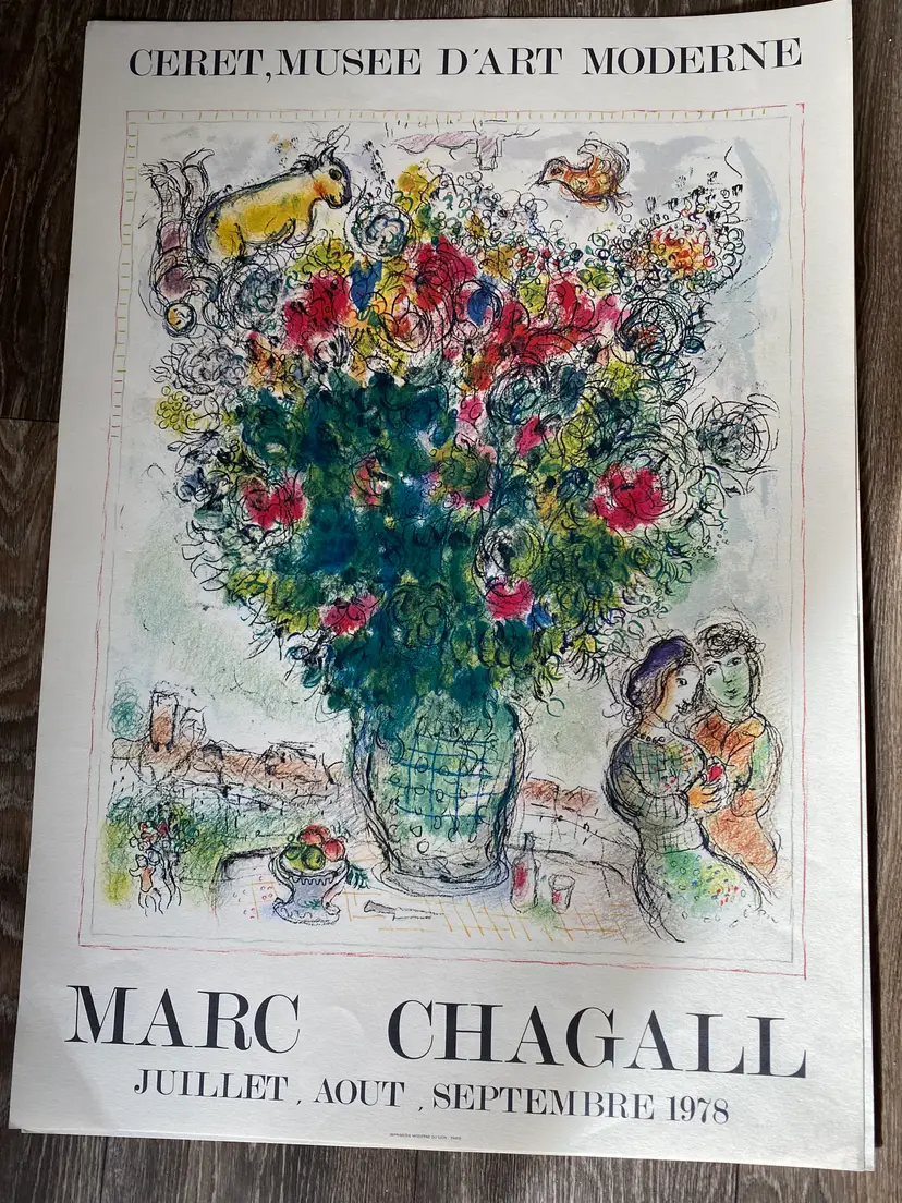 Marc Chagall 1978 original art exhibition poster - 25 tall x 17 1/2 wide