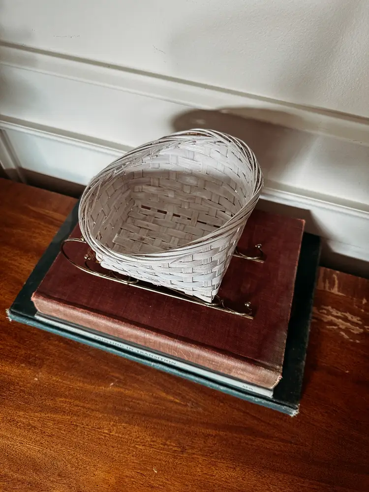 Wicker and Gold Metal Christmas Sleigh