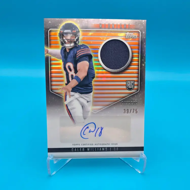 Caleb Williams 2024 Topps Midnight Rookie Jersey Autograph Card 39/75 Chicago Bears