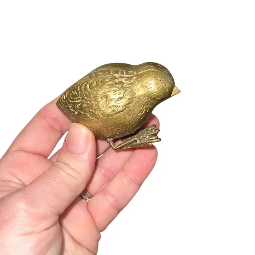 Vintage Solid Brass Baby Chick little bird shelf decor home decor