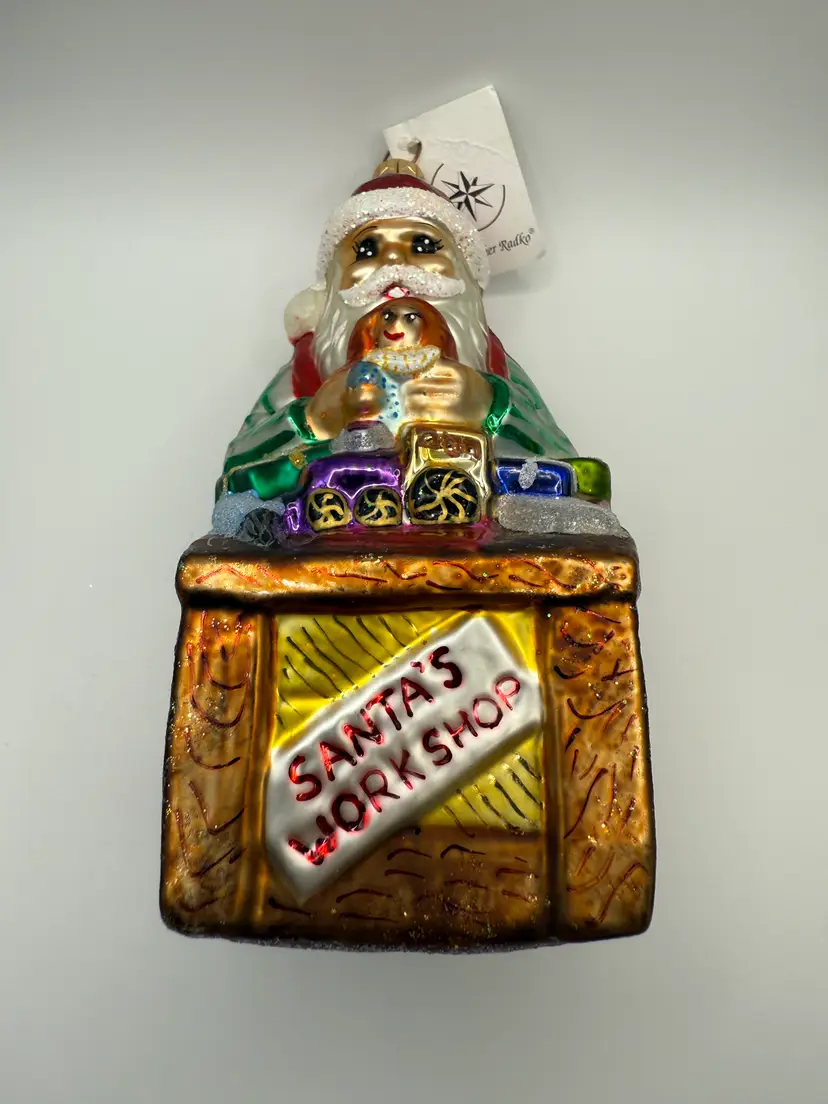 Vintage Christopher Radko Santa's Workshop Glass Christmas Ornament