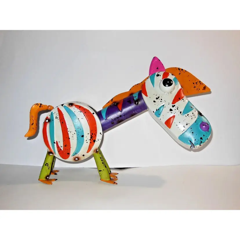 Stripy Zebra Colorful Cheeky Weirdo Metal Animal Garden, Home Sculpture, Made in New Zealand, RARE