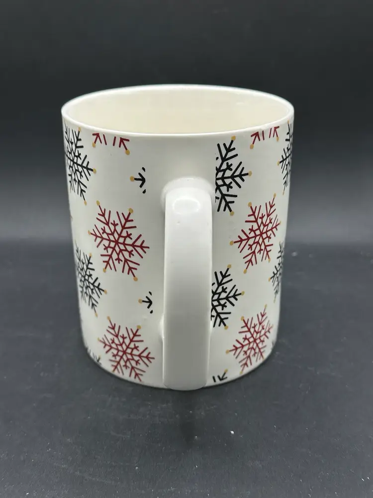 Snowflake Red White Black Christmas Mug Holiday Coffee Cup Tea Hot Cocoa