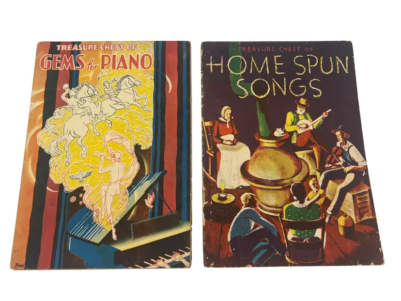 1935 1936 Treasure Chest Sheet Music Lot Homespun Songs & Gems for Piano Books 9.25" x 6.5" Folk Tin Pan Alley Medleys