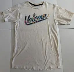 Volcom Vintage Y2K Floral Logo Classic Print White T-Shirt - Small