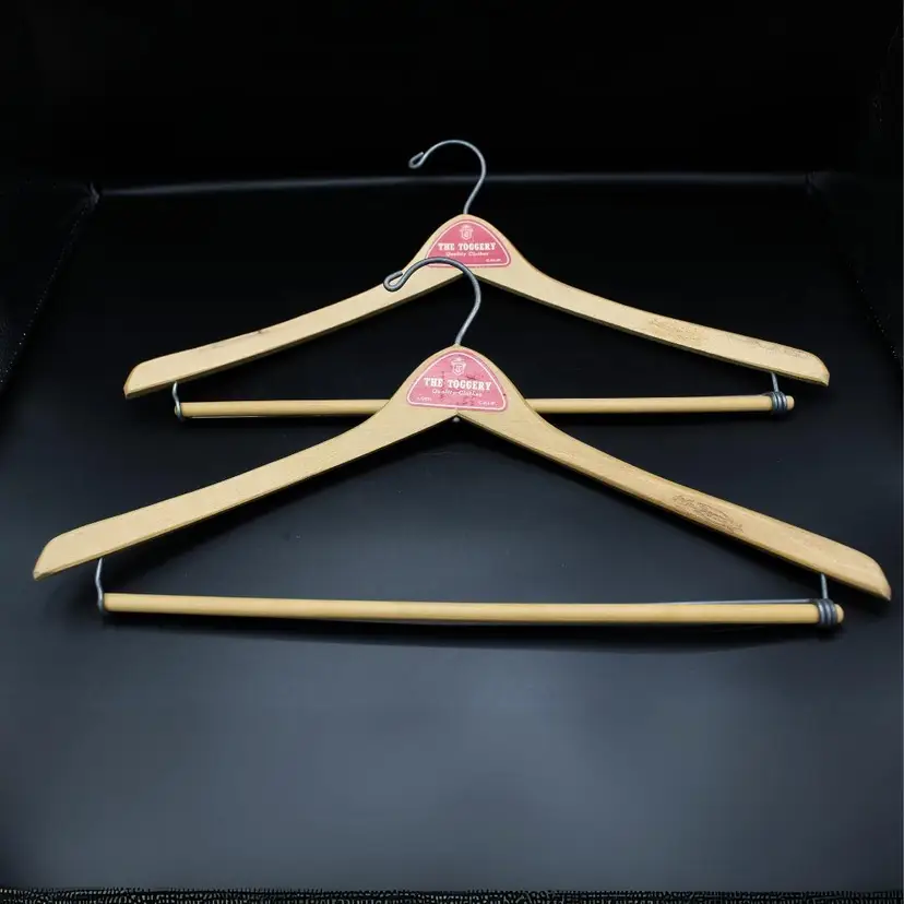Vintage Pair 1960s Men's Garment Suit Hangers with Original Label The Toggery