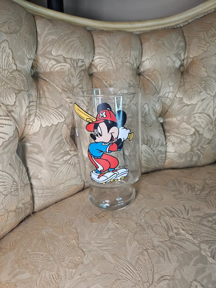 Disney Mickey Mouse baseball pedestal glass
