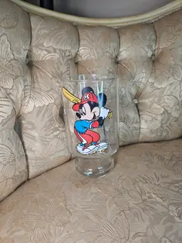 Disney Mickey Mouse baseball pedestal glass
