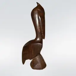 Wood Hand Carved 7” Pelican Sculpture