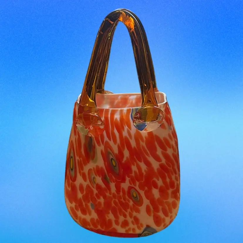 Hand Blown Art Glass Orange Pocketbook