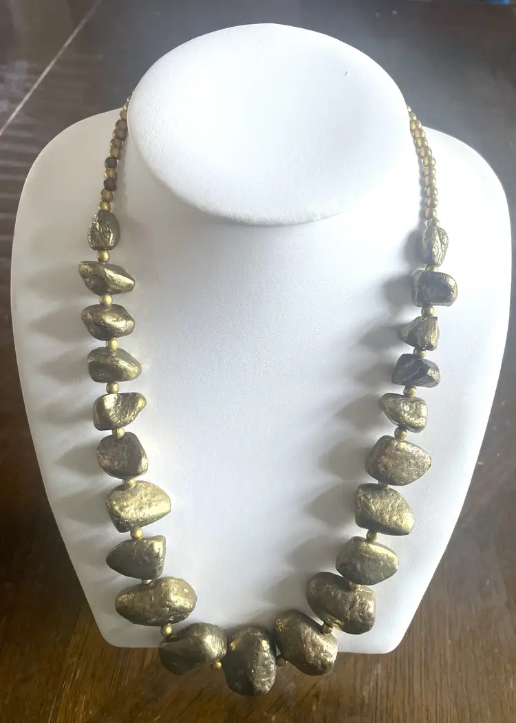 Strong Woman Pyrite Rock Bead Necklace Brutalist Stones