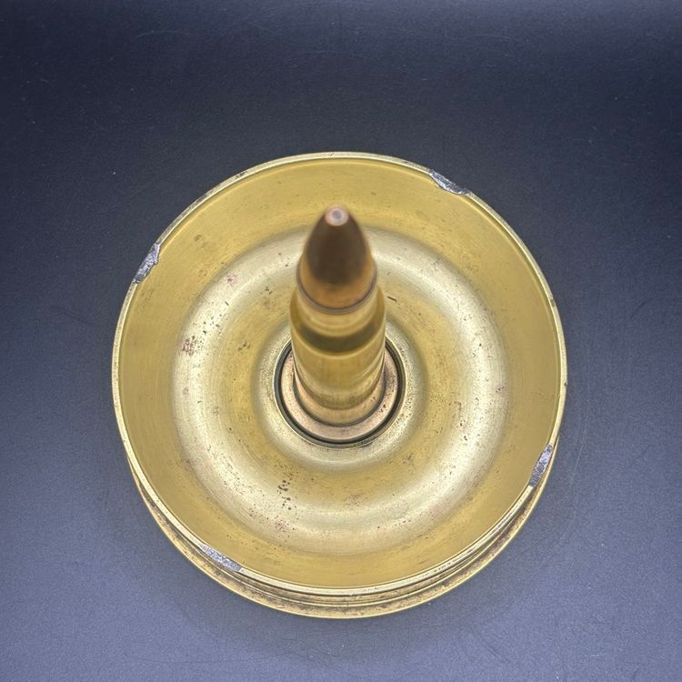 Vintage Metal Brass Trench Art 1942 Ashtray 5.5”x4”