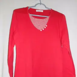 Beach Club Australia Knit top Striped Red White Size M nautical look striped cotton