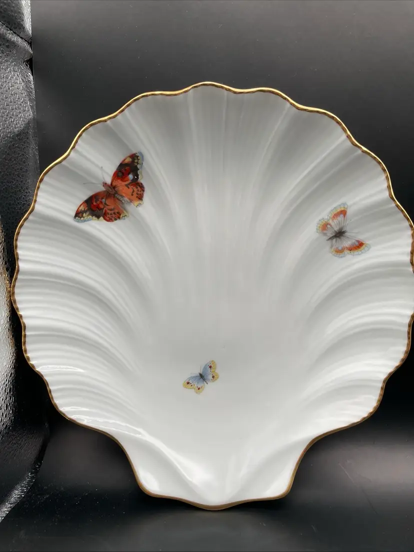 Limoges France Chamart Clam Dish With Butterflies
