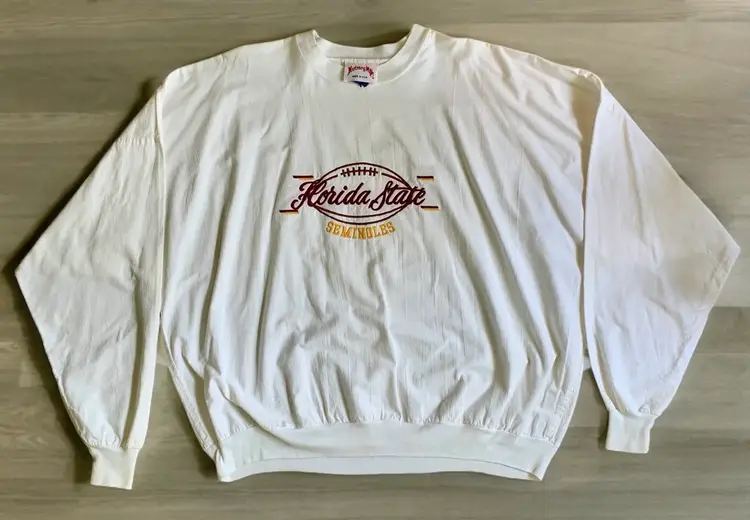 Vintage Florida State Seminoles Shirt One Size White Long Sleeve Embroidered USA
