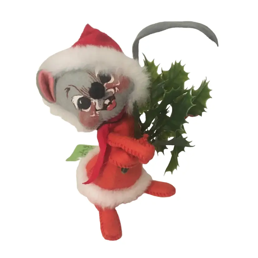 ANNALEE CHRISTMAS SANTA MOUSE 8" 1986 HOLLY With Tag