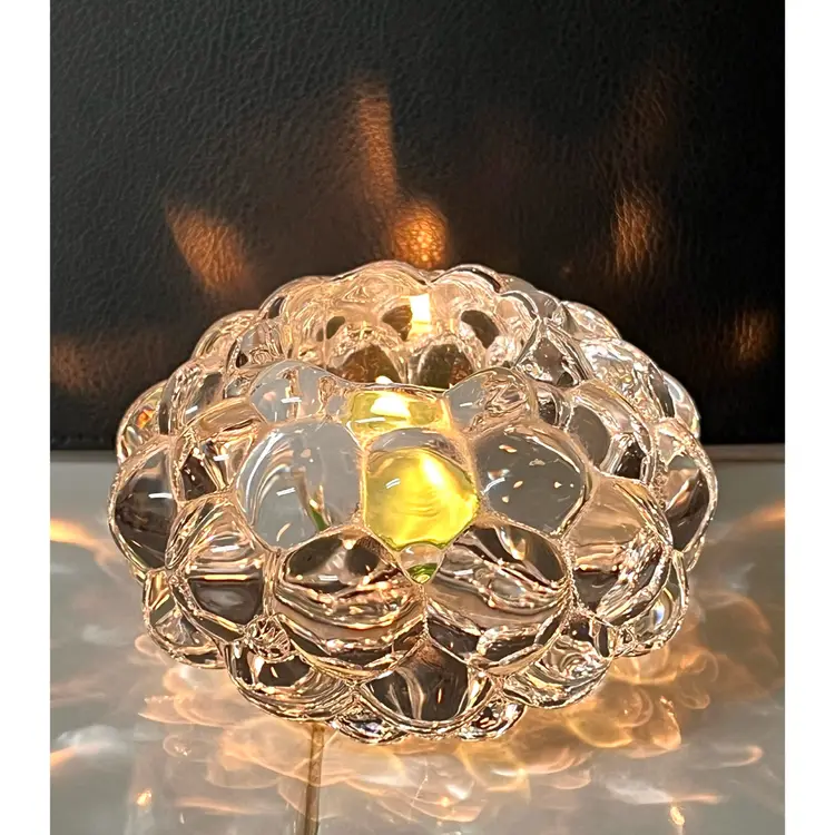 Orrefors Raspberry Collection Crystal Clear Glass By Anne Nilsson Tealight/Votive Candle Holder 2.5 in