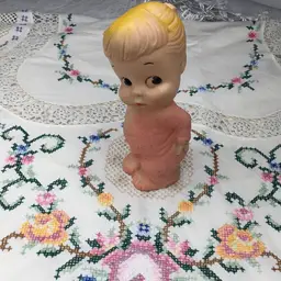 Vintage Dreamland 1956 Little Girl Rubber Squeak Doll Pink Pajamas