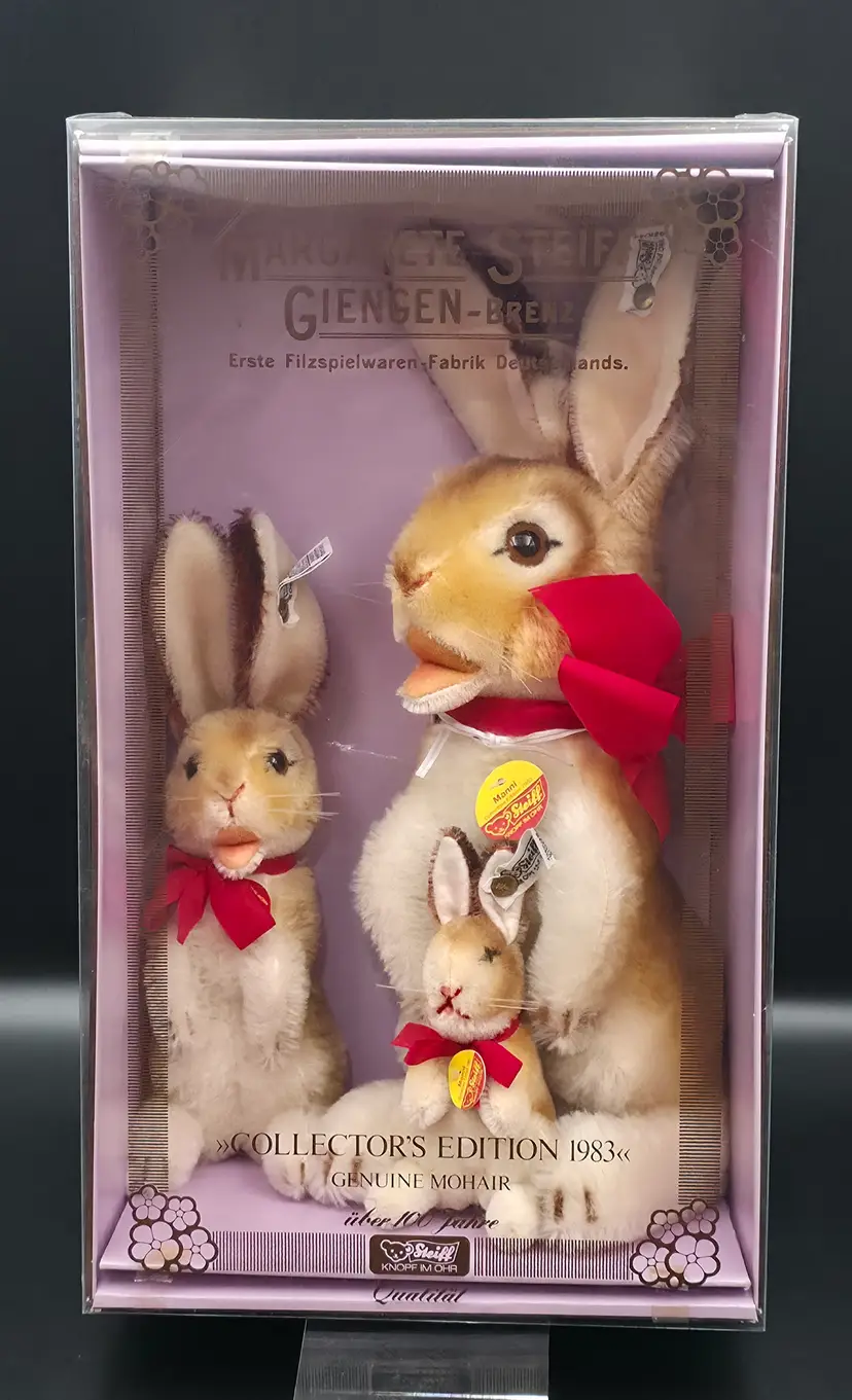 Margarete Steiff Collectors Edition 1983 Set Of 3 "Manni" Rabbits