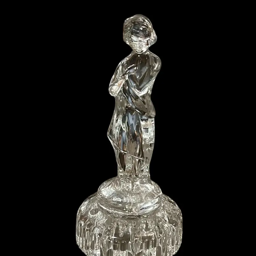 Almost Antique But Art Deco Vintage Cambridge Glass "Bashful Charlotte" draped lady flower frog. Circa 1930-50’s. Art Deco Beauty!!!! 8” Tall And 3.5” Wide.