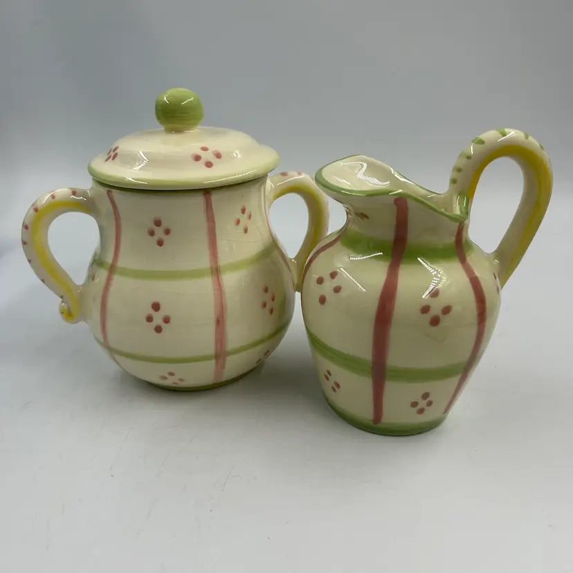 Vintage Italian Creamer And Sugar Dishes 5” Tall