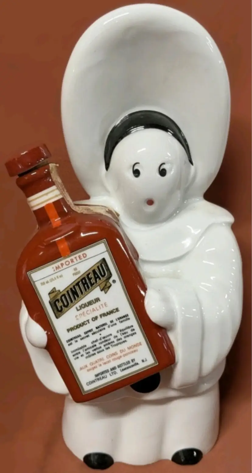 LIMOGES France Porcelain Limited Edition 46/15000 Pierrot/Nun Cointreau Liqueur Bottle (Empty) - 11 Inches Tall