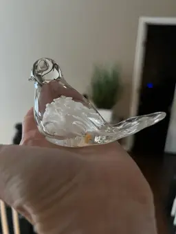 Joe St Clair White Art Glass Bird Paperweight Figurine, Decor