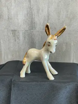 Lusterware donkey/burro figurine iridescent with gold gilt 1950s-60s
