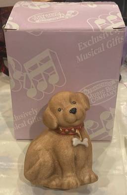 Porcelain DOG  San Francisco Music Box Company Trinket Box GOLDEN RETRIEVER LAB