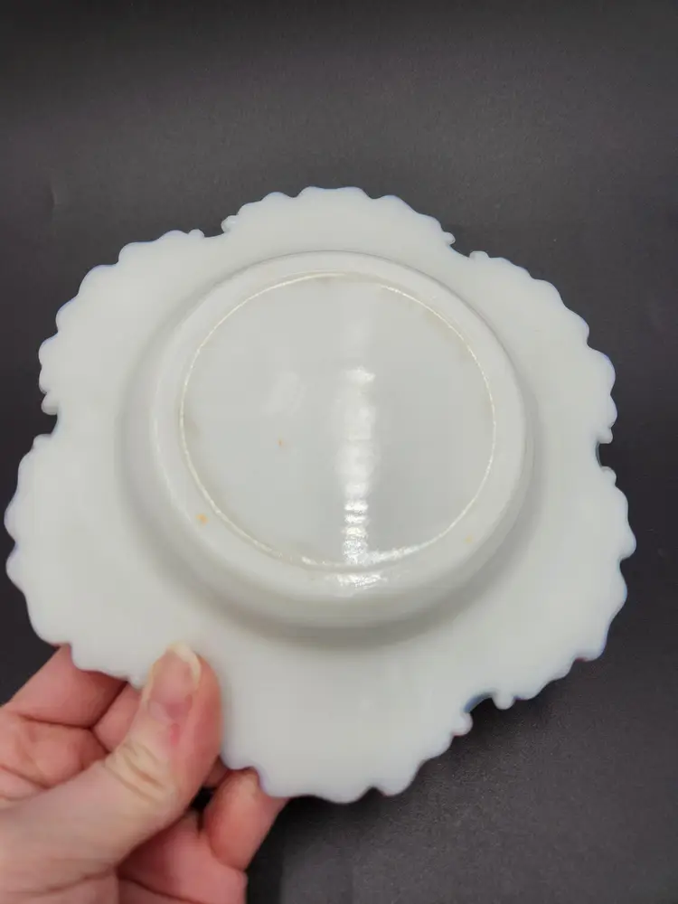 Antique Dithridge Versailles Butter Dish Milk Glass Enamel Roses EAPG