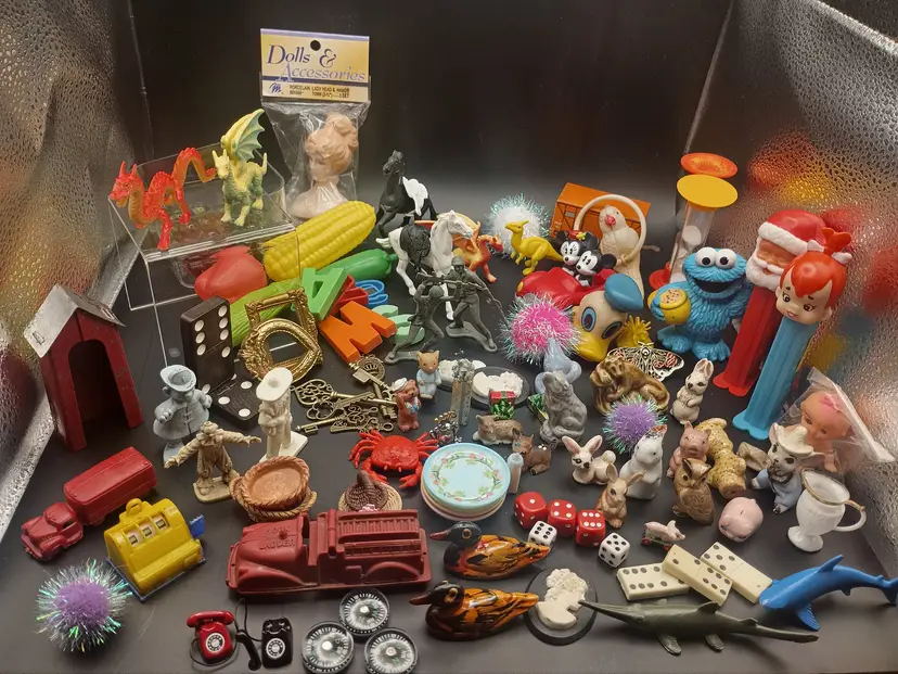 #2 Vintage Mystery Jar Full of Trinkets and Miniatures Perfect for a Trinket Shelf/ Instant Collection