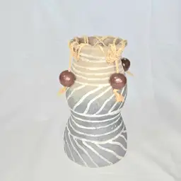 Rustic Pottery Vase w/ Twine and Wood Beads Ombre