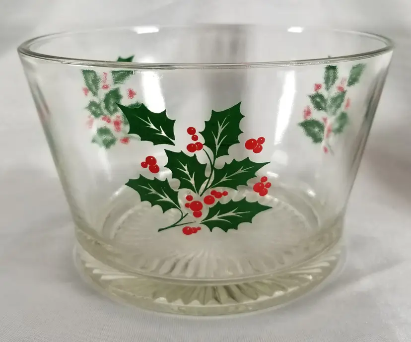 Vintage Indiana Glass Holly Berry Ice Bucket