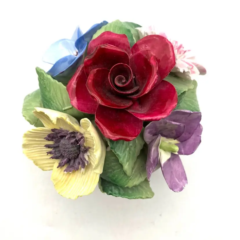 BIN- Vintage Crown Staffordshire Porcelain Flower Bouquet Hand Painted. As is.