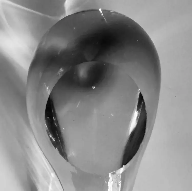 Clear Glass Whale Paperweight Decor 5" Indented Eyes Raised Tail Flat bottom